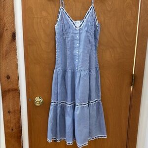 Blue Gingham Spaghetti Strap Dress